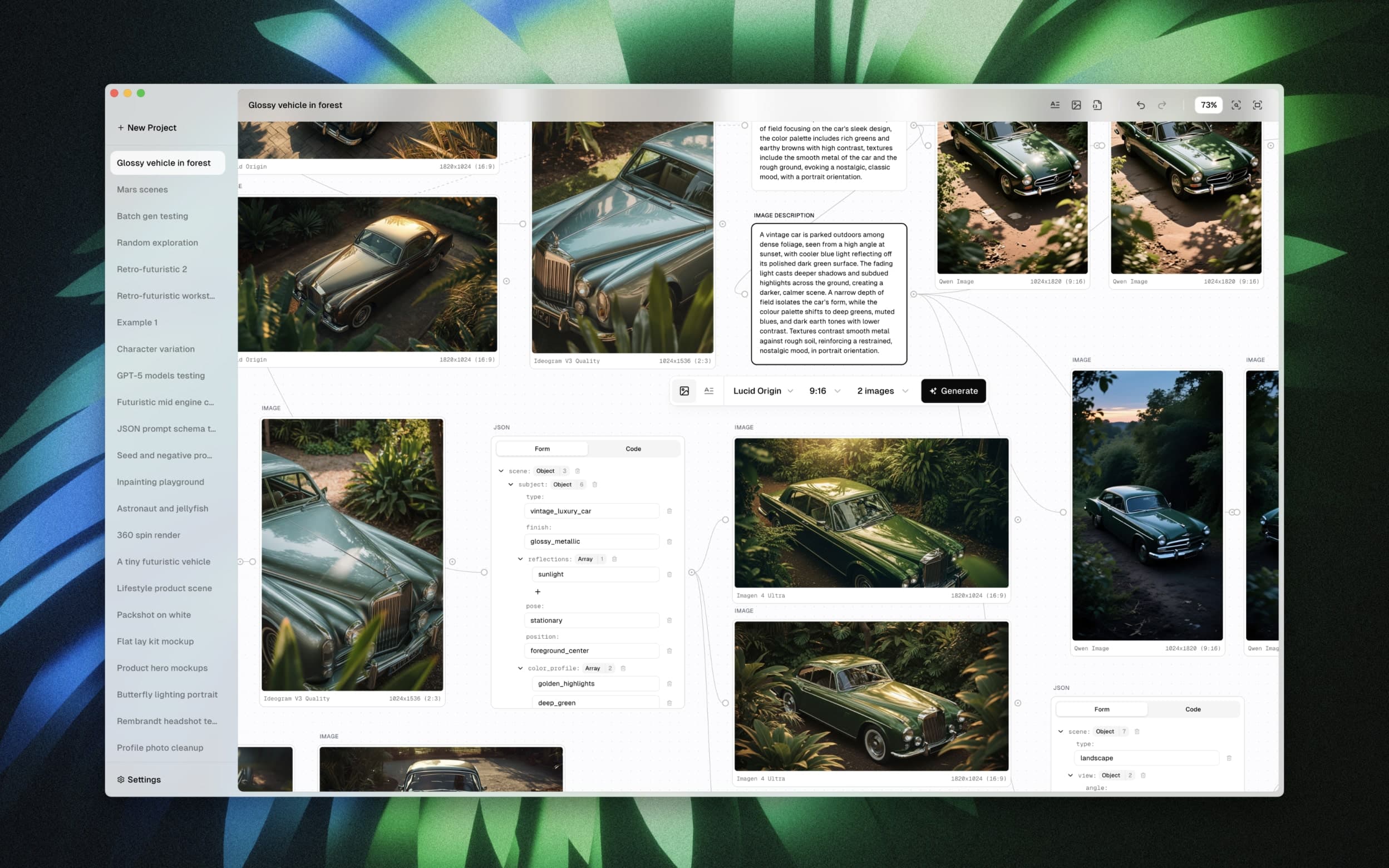 Nodejourney workflow showing image generation pipeline